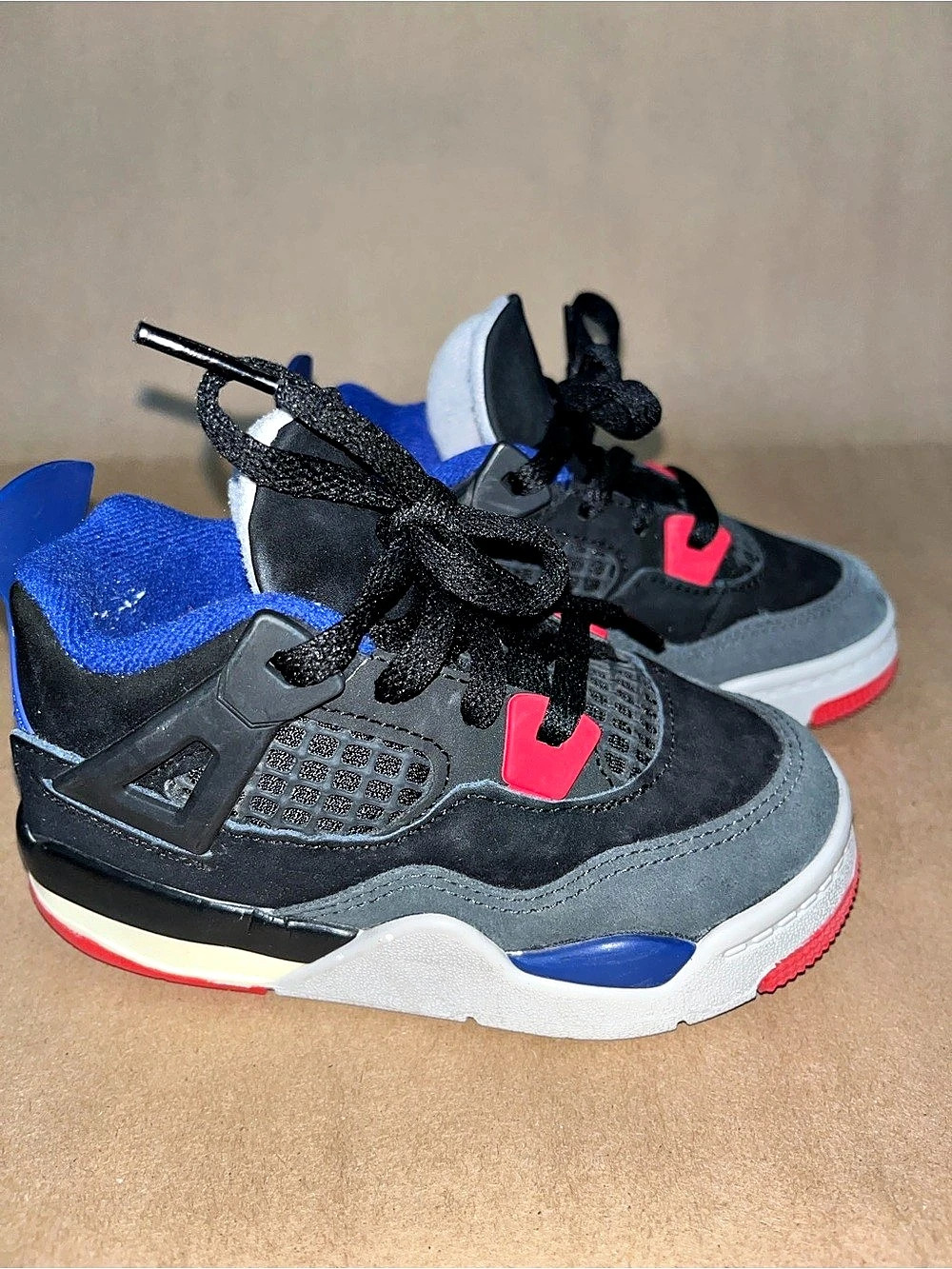 Nike Air Jordan 4 Retro Rare Air Toddler Shoes Black Red Blue Gray Size 8C